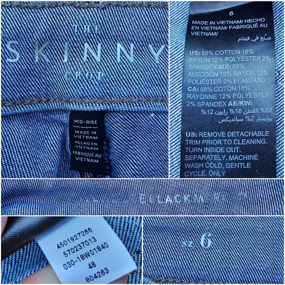 Split Hem Jeans WHBM Size 6 Crop Mid Rise Stretch Denim Cropped Skinny Pearl - Picture 4 of 10